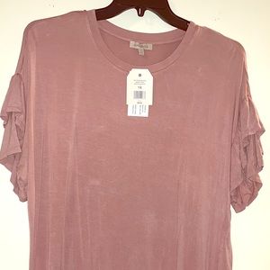 Wonderly Curvy Rayon Ruffle Sleeve Dress in Blush